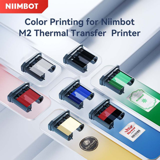 Niimbot M2 Thermotransfer-Etikettenpapier für Farbdruck in Weiß, Silber und Transparent - Bild 1