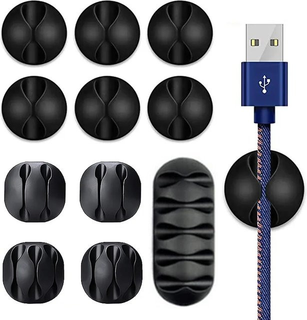 Silikon Kabel Organizer in Schwarz als Draht Wickler und Kopfhörer Halter für Büro und Desktop - Bild 1