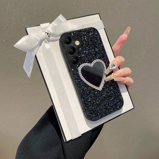 Glänzende Spiegel-Diamant-Strass-Glitzerhülle für Samsung Galaxy A14 A15 A16 A35 A36 A55 S25 S24 S23 Plus FE Ultra in Schwarz - Bild 1