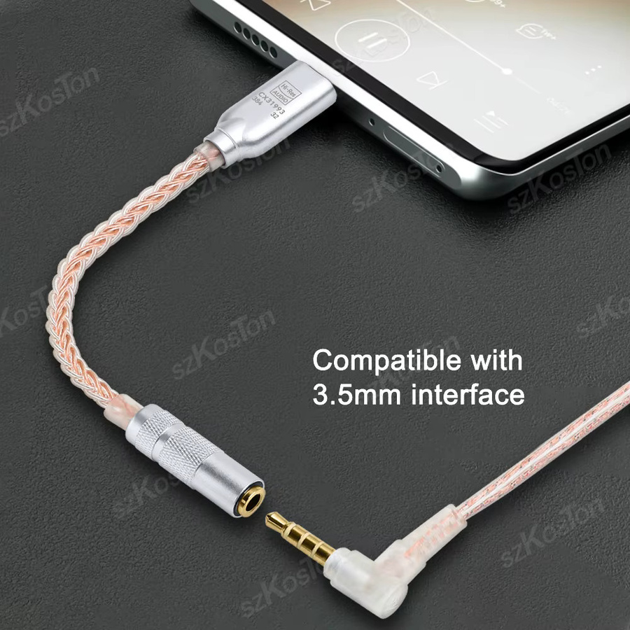 SZKOSTON USB Typ C auf 3,5 mm Audio-Adapter mit CX31993 DAC Chip, HiFi-Kopfhörerverstärker und Audio-Decoder in Silber - Bild 2