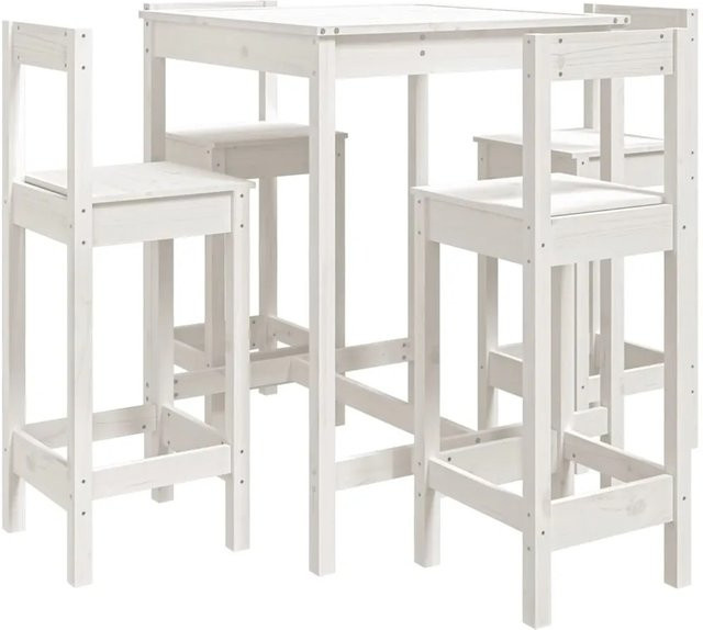 vidaXL 5-tlg Gartenbar-Set Modell 3 aus weiß lackiertem Massivholz Kiefer - Bild 1