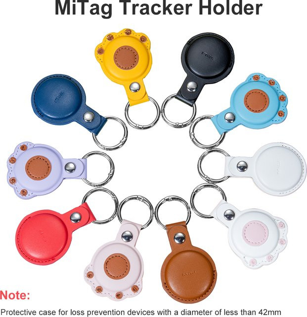 MiTag Duo Smart Tracker Halterung Lederhülle für Lifemate als Schlüsselanhänger in Rot/Mehrfarbig, kompatibel mit 37/38mm Durchmesser - Bild 1