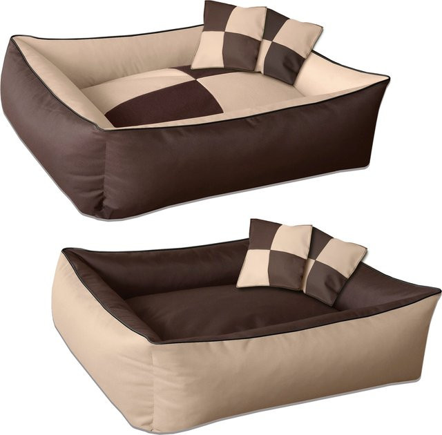 BedDog 2in1 Hundebett und Hundesofa mit Rand in kariertem Design, waschbares Hundekissen - Bild 1