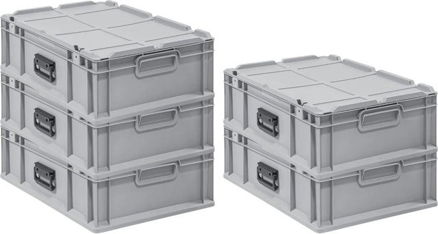 PROREGAL Spar Set 5x Eurobox Nextgen Portable Transportbehälter Grau, H x B x T: 60 x 40 x 18,5 cm, 34 Liter pro Box - Bild 1