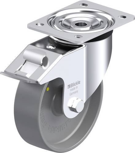 Blickle L-PO 160G-FI-ELS Stahlblech-Lenkrolle in Silber mit Kunststoffrad, Durchmesser: 160 mm, Tragfähigkeit: 400 kg - Bild 1
