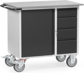 Fetra Werkstattwagen Grey Edition aus Stahl in Anthrazit mit Arbeitsplatte und Rollen - Bild 1