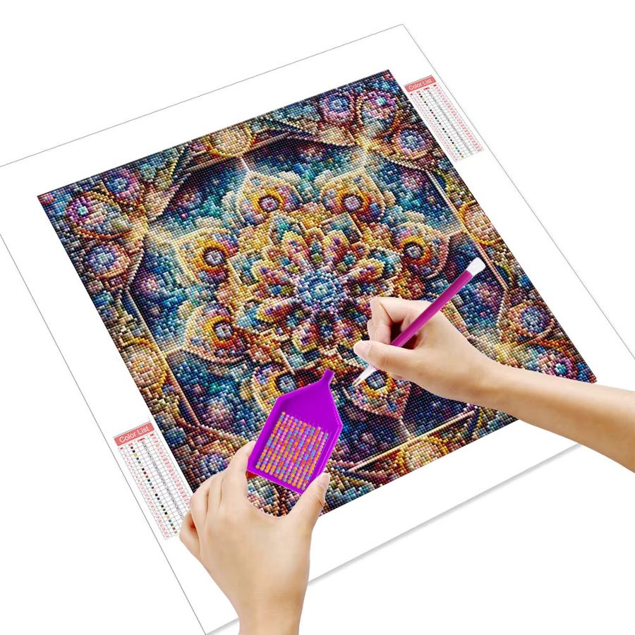 HUACAN 5D Diamant-Stickerei-Set mit buntem Mandala und abstrakten Mustern auf Leinwand, Multicolor - Bild 2