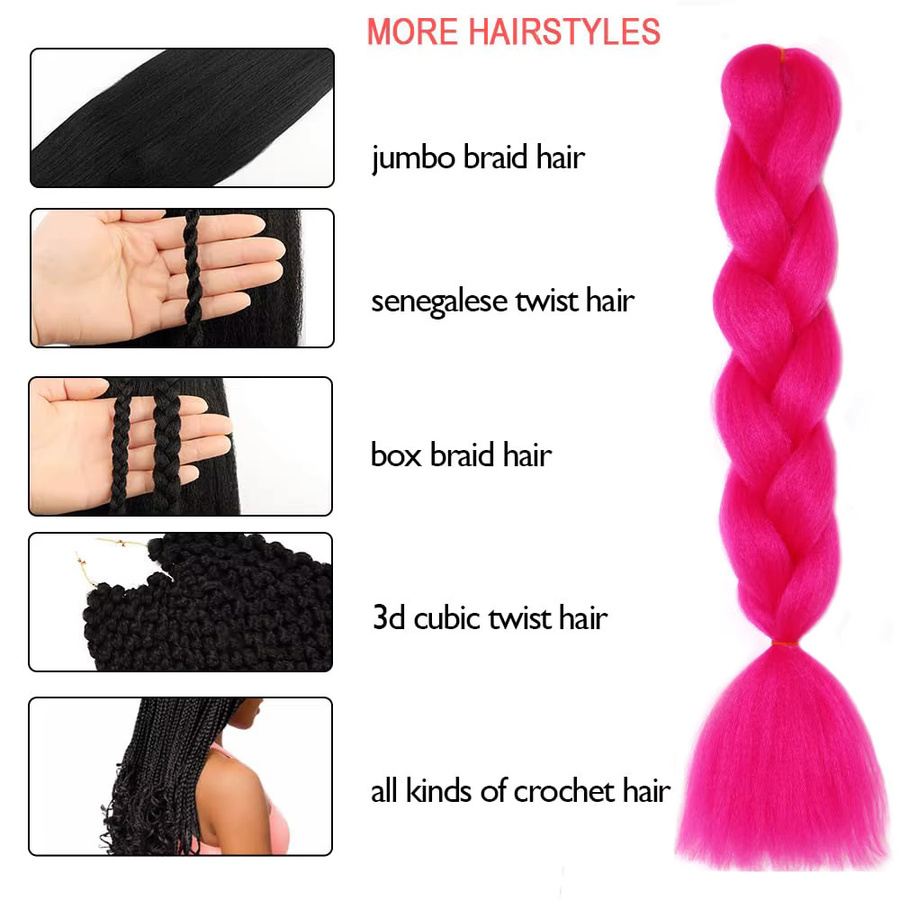 Refeeny Jumbo Braiding Hair Extensions, 24 Zoll, 5 Packungen, Damen - Bild 4