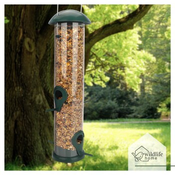 WILDLIFE HOME Vogelfuttersäule für Körnerfutter aus Metall und Kunststoff, Grün, Höhe: 30 cm - Bild 2