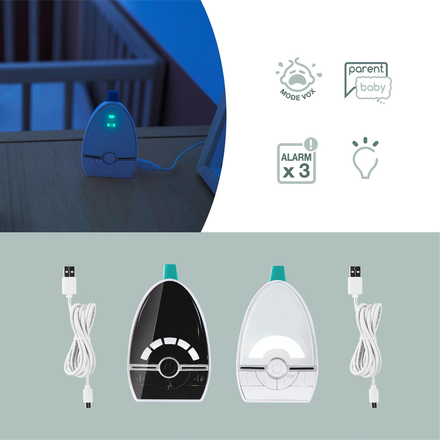 Babymoov Digitales Babyphone Expert Care mit Audio-Funktion und Vox Eco Mode in Weiß - Bild 2