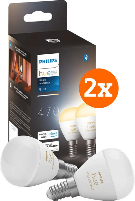 Philips Hue White Ambiance LED Kugellampe E14 im 4er-Pack, dimmbar und Bluetooth-fähig, Farbe White - Bild 1