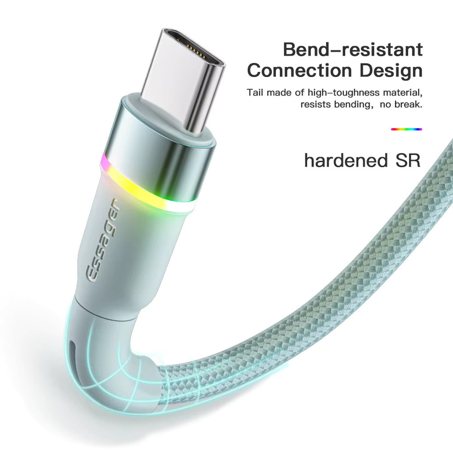 Essager USB C Kabel mit LED für schnelles Laden 3A, Typ C Datenkabel in Schwarz - Bild 4