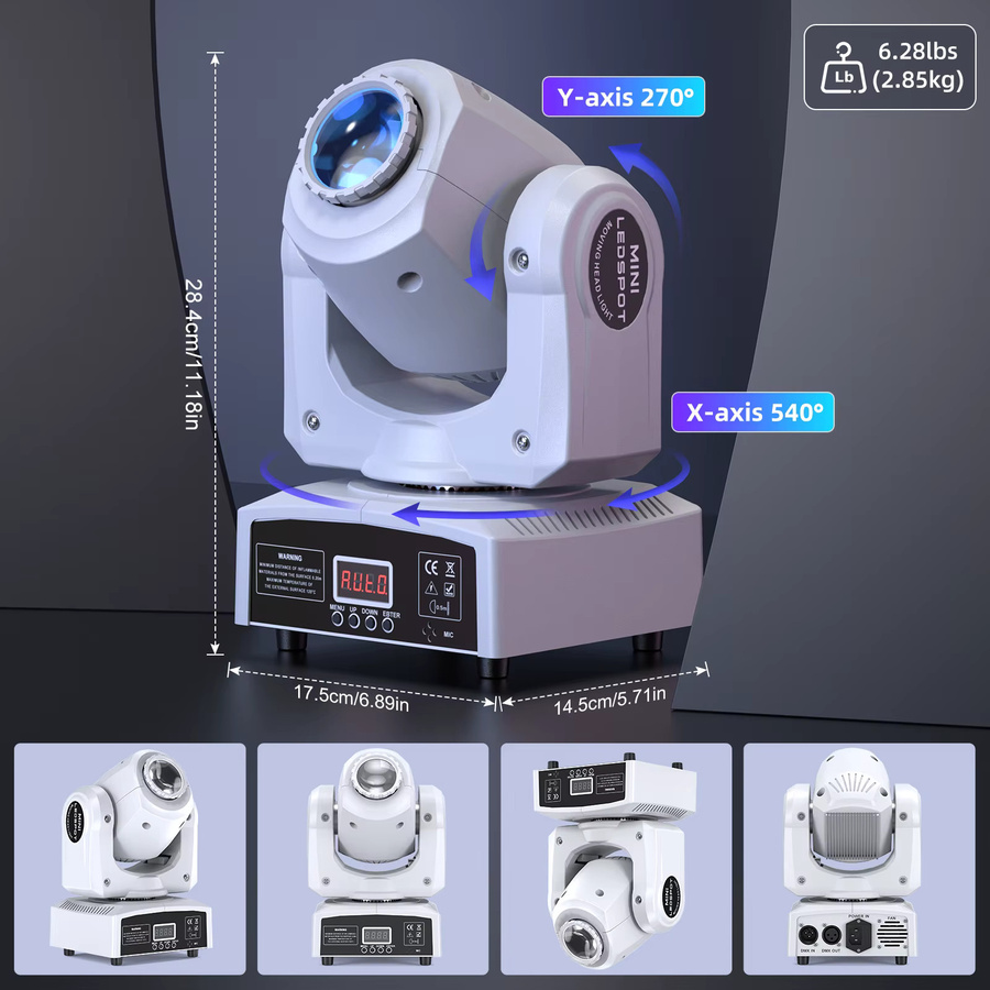 DayFlicker 2er Set RGBW LED Moving Head 120 W in Weiß mit 8 Farben und 8 Gobos sowie DMX512 und Sprachsteuerung - Bild 6