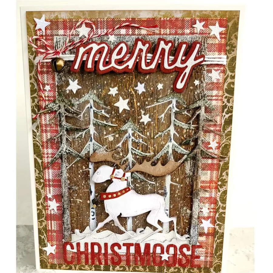 Metallische Stanzformen für DIY Scrapbooking und Bastelarbeiten mit Weihnachtsmann, Schneemann und Elch in Multicolor - Bild 3