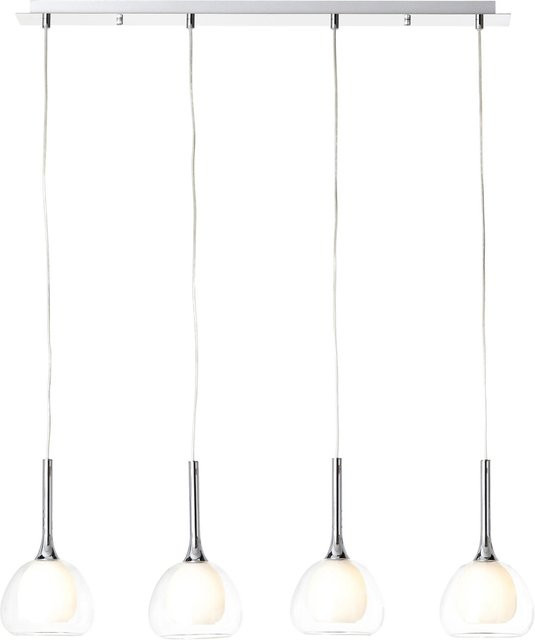 Brilliant Hadan Pendelleuchte 4-flammig Chrom Weiß Transparent höhenverstellbar - Bild 1