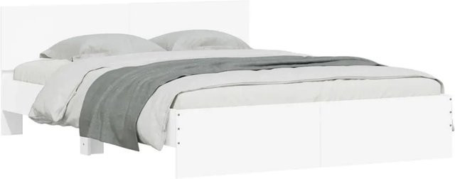 vidaXL Bettgestell mit Kopfteil in Weiß, B/T: 140 x 200 cm - Bild 1