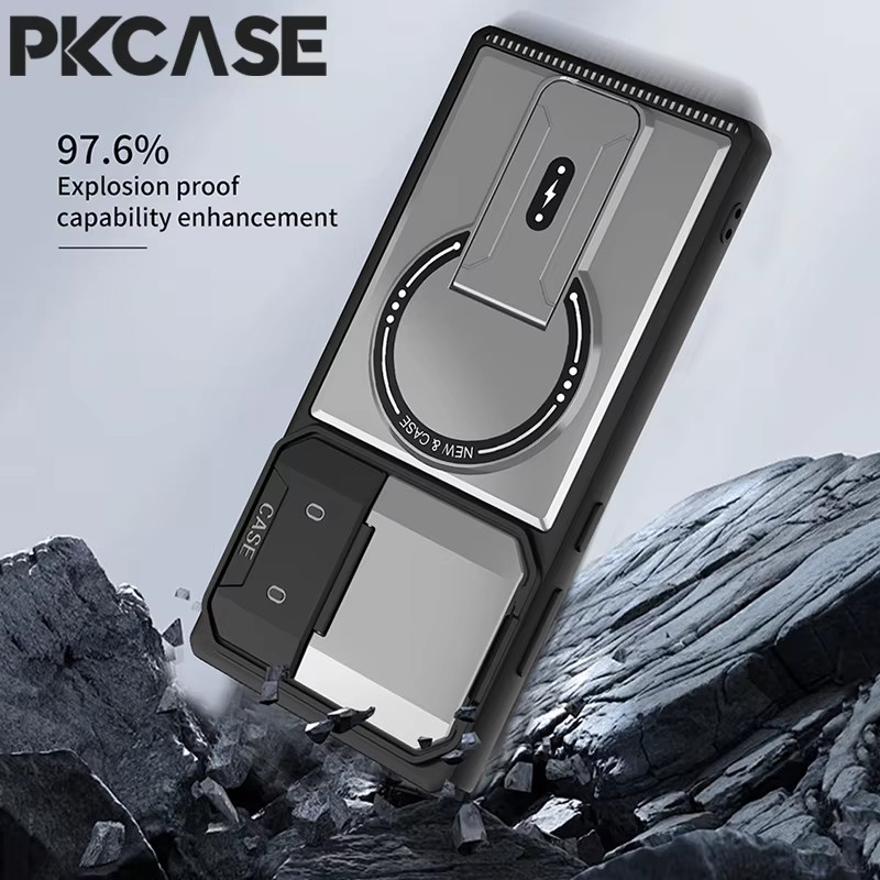 PKCASE Magnetische Klapphülle mit Halterung für Samsung Galaxy S25 S24 Plus S23 Ultra A17 A06 A16 A56 A36 A26 in Lila zum Schutz der Kamera - Bild 2