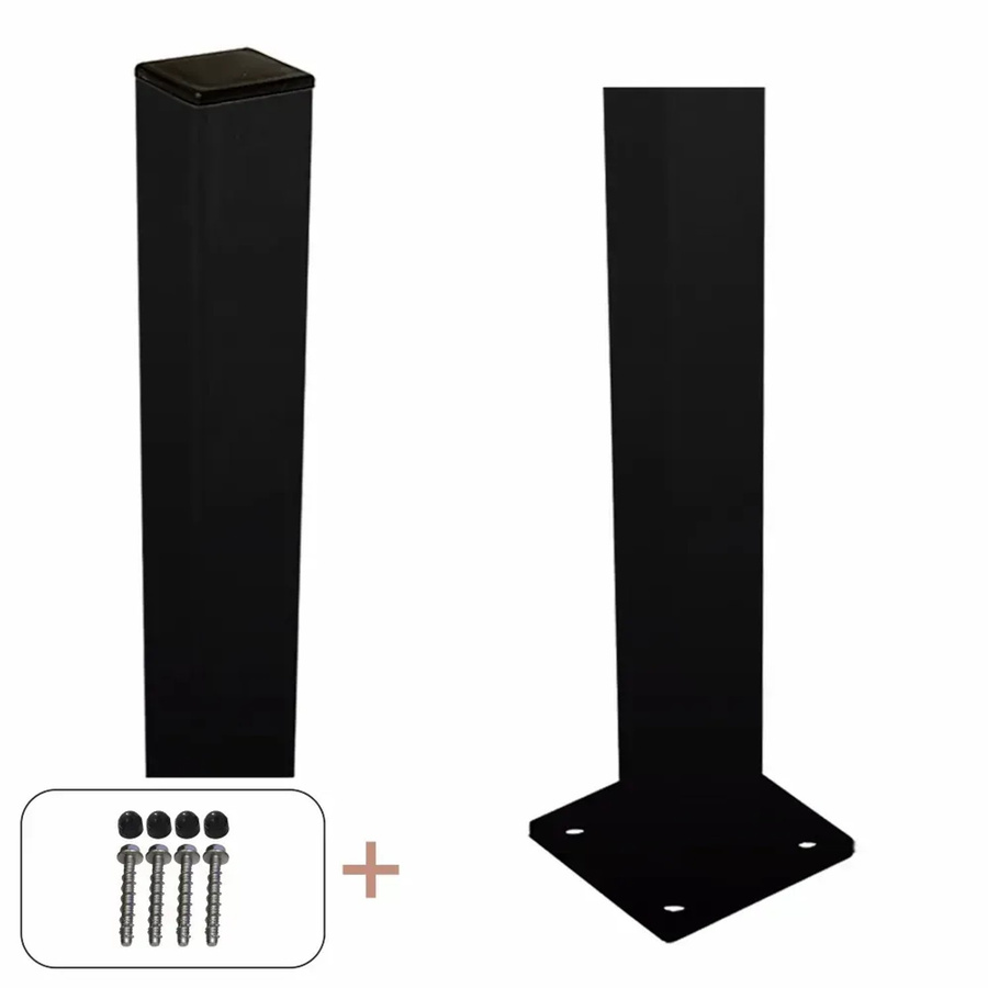 Zaunpfosten aus Stahl in Schwarz, quadratisch, B/T/H: 4,5 x 4,5 x 96 cm - Bild 2
