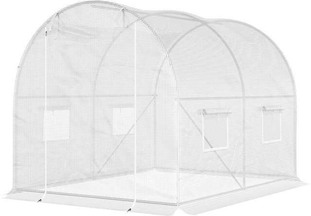 Outsunny Gartenfolientunnel Weiß mit verstärktem galvanisiertem Stahlrohr und HDPE-Fenster Tür, B/T/H: 3,0 x 2,0 x 1,9 m - Bild 1