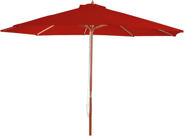 MCW Sonnenschirm Lissabon aus Holz und Polyester in Rot mit einem Durchmesser von 3 m - Bild 1