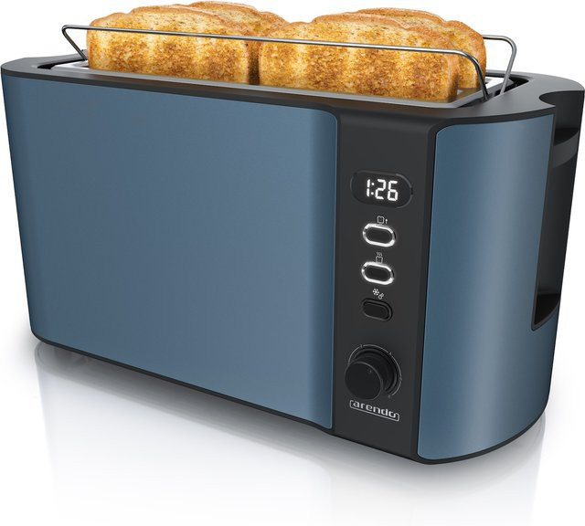 Arendo 4-Scheiben-Toaster mit digitaler Restzeitanzeige und Timer, Langschlitz-Toaster in Blau - Bild 1