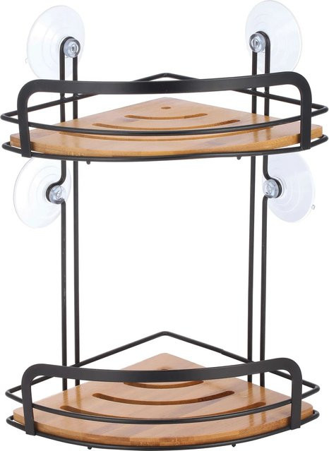 MSV Eck-Duschregal Hiko Schwarz-Braun B/T/H: 21 x 21 x 34 cm - Bild 1