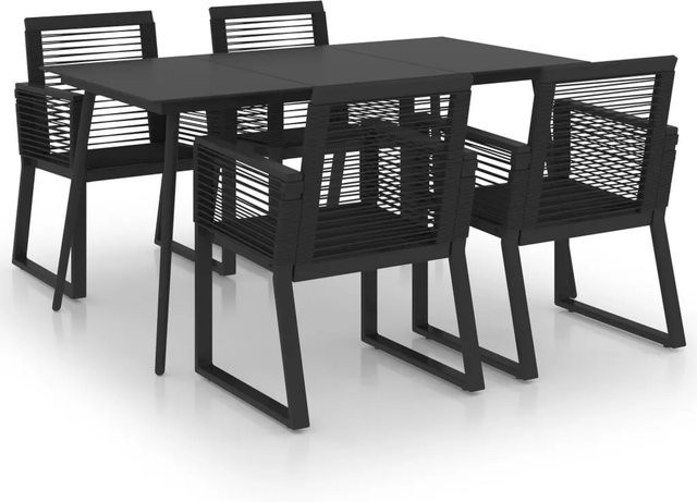 vidaXL 5-tlg Garten-Essgruppe aus PVC-Rattan und Glas in Schwarz Modell 12 - Bild 1