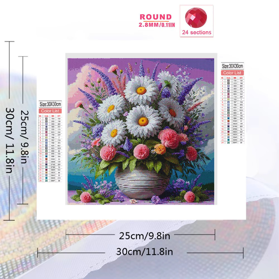 Evershine 5D Diamantmalerei Gänseblümchen DIY Kreuzstich Kit mit runden Steinen in Multicolour - Bild 2