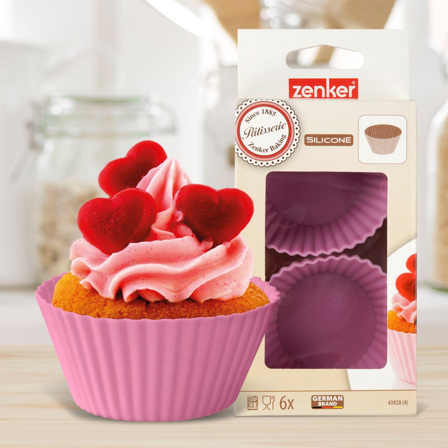 Zenker Sweet Sensation Muffinförmchen aus Silikon, 6 Stück, Pink, rund und antihaftbeschichtet - Bild 2