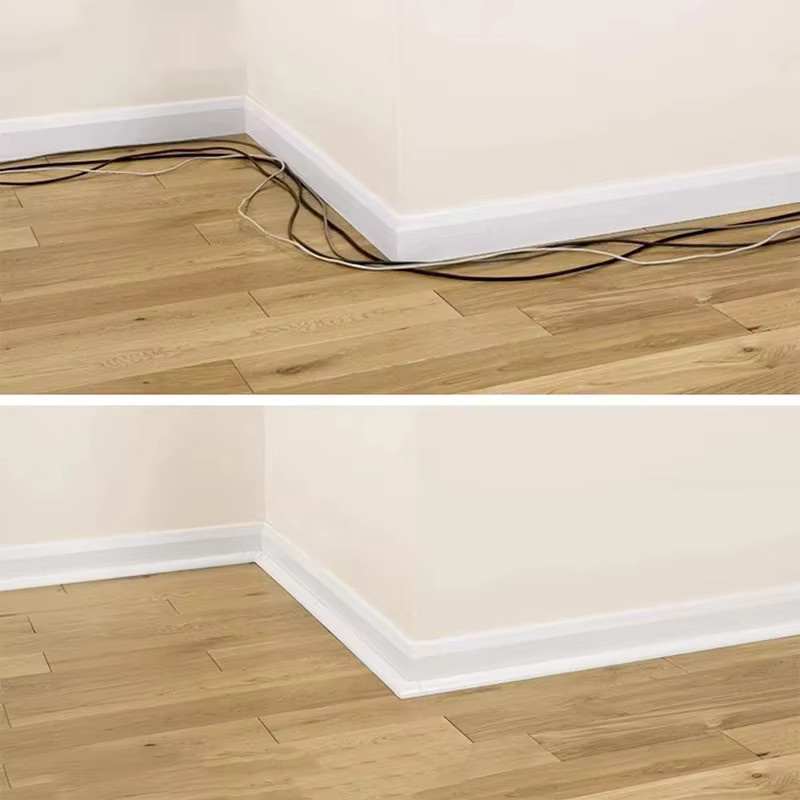 V-förmiger Kabelkanal aus PVC als Kabelorganisator und Wand-Eckkanal in Grau, 2 m x 1 m - Bild 4