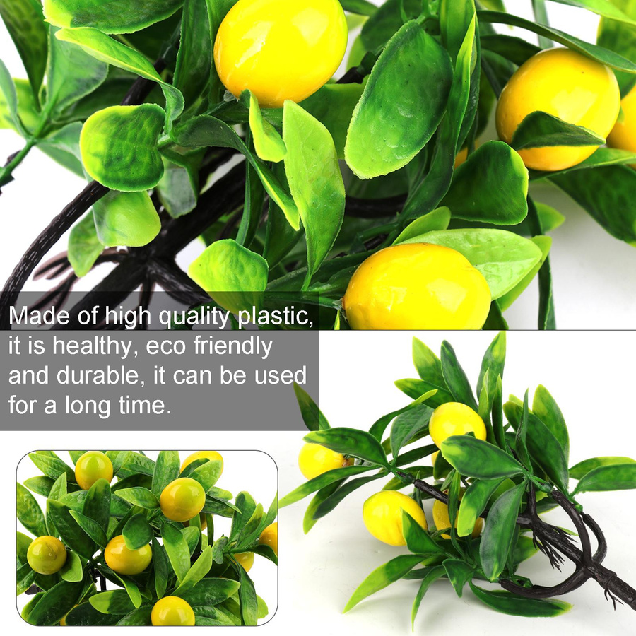 Fishine Kumquat Bonsai und Zitronen Bonsai künstlicher Baum mit Topf aus Kunststoff und Schaumstoff, Topfdurchmesser: 9,5 cm, Höhe: 8 cm - Bild 4
