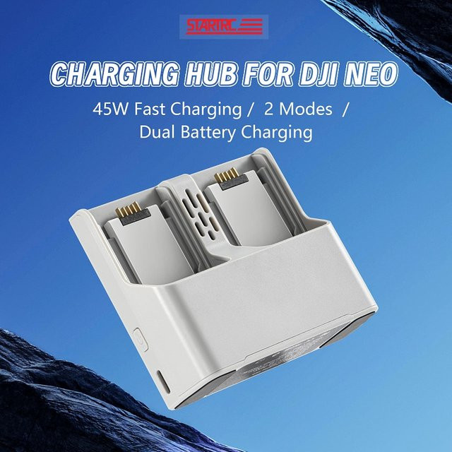 DJI NEO Dual-Akkuladegerät-Hub Schnellladestation für DJI-Drohnenzubehör in Grau oder Weiß - Bild 1