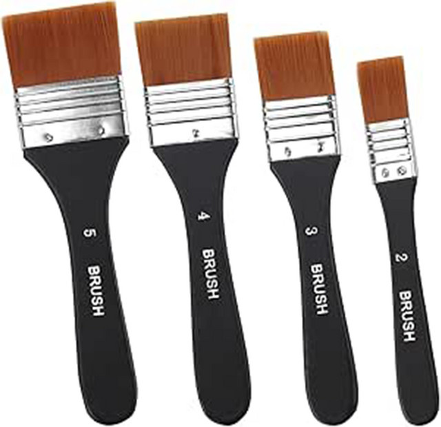 Flache Acrylpinsel für Acrylmalerei und Aquarell, schwarze Kunstpinsel für Künstler und Keramikmalerei - Bild 1
