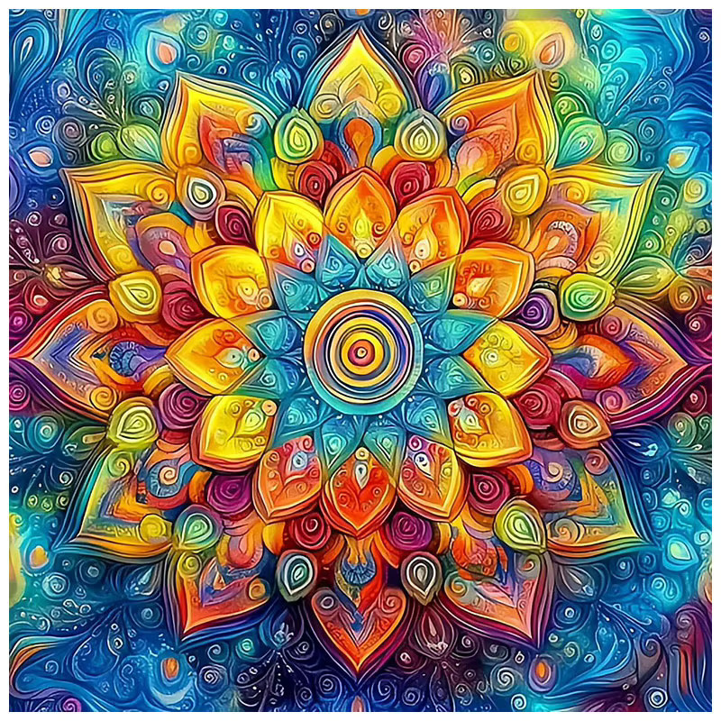 HUACAN Diamant-Gemälde Mandala-Blume in Multicolour als DIY Mosaik-Set im Boho-Stil, B/H: 20 x 20 cm - Bild 4