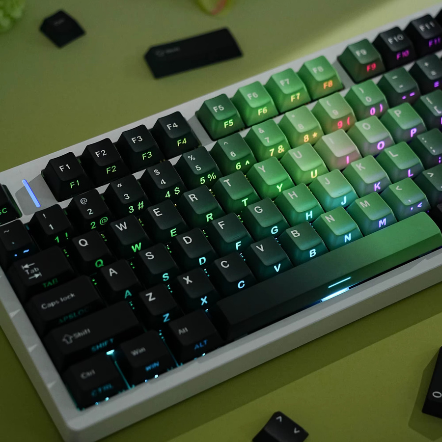 Jaycomia Ripple Tastenkappen mit Dye-Sub-Druck in Multicolour, Cherry-Profil, seitlich beleuchtet, nach Süden gerichtet, für mechanische Tastaturen, mit Layouts für Deutsch, Spanisch, Arabisch, Französisch und Russisch - Bild 2