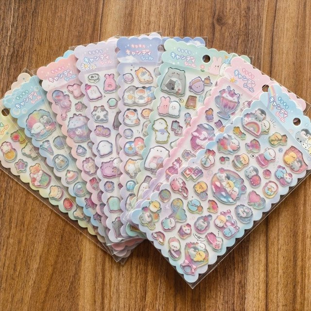 LanLanStickersWorld Store 4 Blatt wasserfeste Tier-Aufkleber mit Glanzeffekt in Multicolour für Scrapbook und Notizbücher - Bild 1