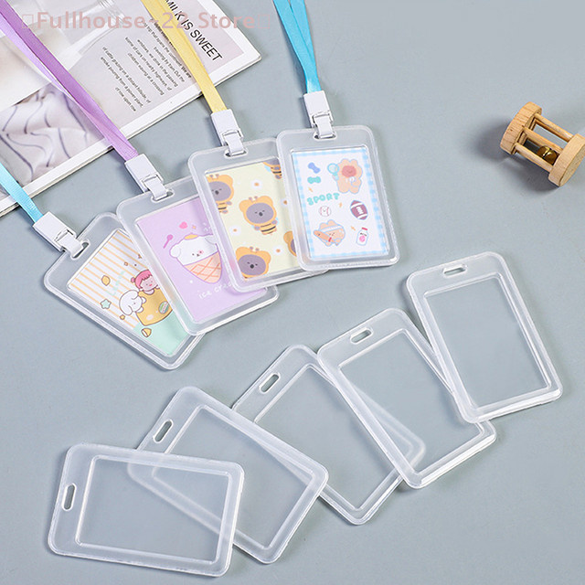 MAX-22 Set aus 10 transparenten Plastikkartenhüllen mit Umhängeband zum Schutz von Ausweisen und Buskarten - Bild 1