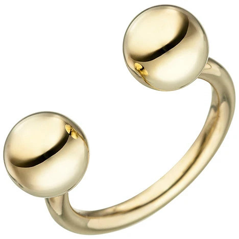 Colfem Ring 925 Silber, gold vergoldet, Kugeln, Damen, Größe 52 - Bild 1