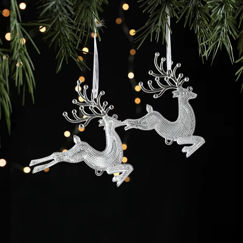 4er-Set Weihnachtsbaum-Rentier-Hängeornamente aus transparentem Kunststoff für deine Weihnachtsdekoration - Bild 4