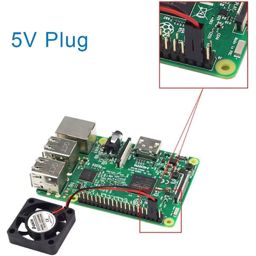 AOKIN 4er Set Lüfter Schwarz für Raspberry Pi 4 und Pi 3 B+, bürstenlos, 30 x 30 x 7 mm, 3,3V 5V DC - Bild 2