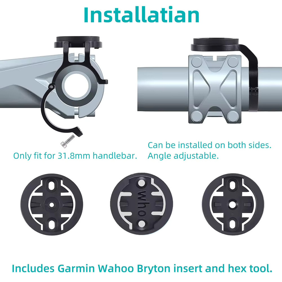 MOJOYCE MTB Fahrrad Tacho Halterung Basis für Garmin, Wahoo, Bryton, XOSS und IGPSPORT in Schwarz - Bild 4