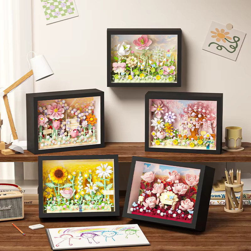 FUNXINEE MOC Kreatives Blumen 3D-Rahmen Baustein-Set, DIY Blumen-Puzzle - Bild 4