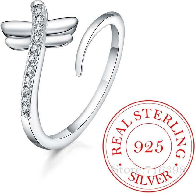 Fingerring Libelle, 925 Silber, Zirkonia, Damen - Bild 1
