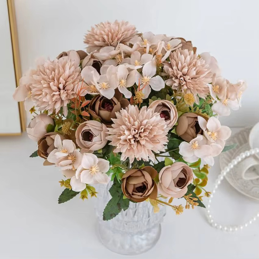 ZQCY Künstliche Hortensien Tee Knospen in Pink und Lila für Tischdeko, Hochzeitsfloristik und DIY-Dekoration - Bild 1