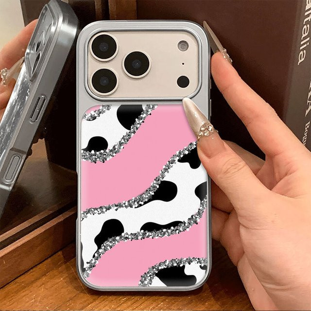 Rosa Glitzer Handyhülle mit Leopardenmuster für Apple iPhone 11 bis 17 Pro Max - Bild 1