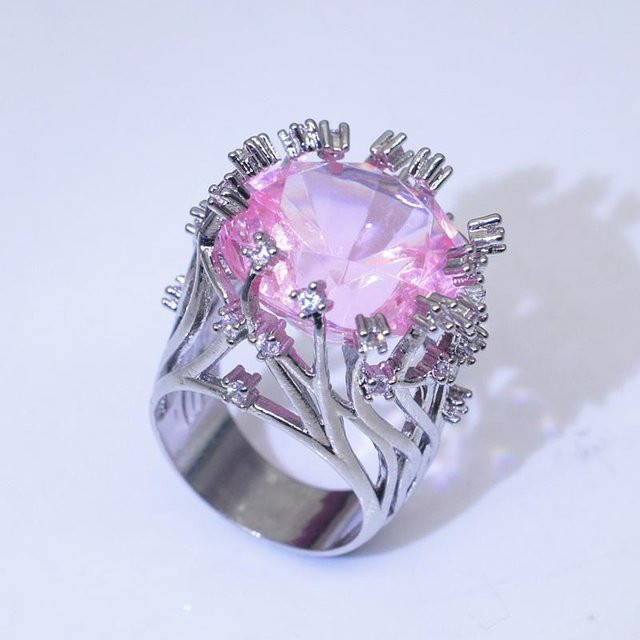 Wucifang Jewelry Ring, Silber, rosa Kristallzircon, Damen - Bild 1