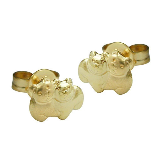 Colfem Ohrstecker Bärchen, 375 Gold, matt-glänzend - Bild 1