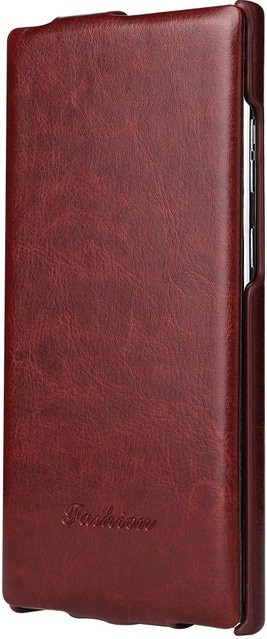 Retro Leder Handyhülle für Samsung Galaxy S25 Edge S24 S23 Plus S22 Ultra S23 Ultra in Braun mit vertikalem Flip und harter Rückseite - Bild 1