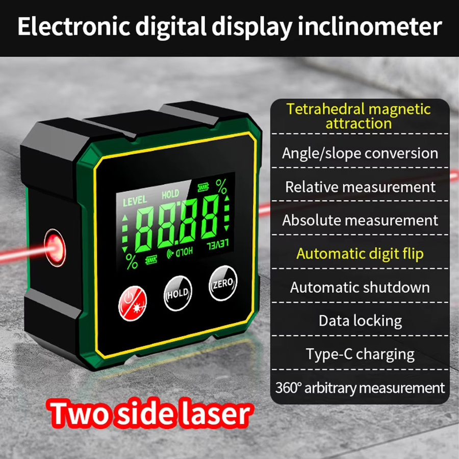 Etmakit Digitaler Winkelmesser mit Laser und Magneten, Elektronisches Neigungsmesser und Füllstandslineal mit USB-Anschluss - Bild 4