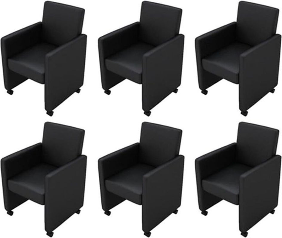 Set aus 6 modernen Esszimmerstühlen von vidaxl in Schwarz aus Kunstleder - Bild 1